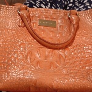 Brahmin Vibrant Orange Crocodile-Embossed Tote